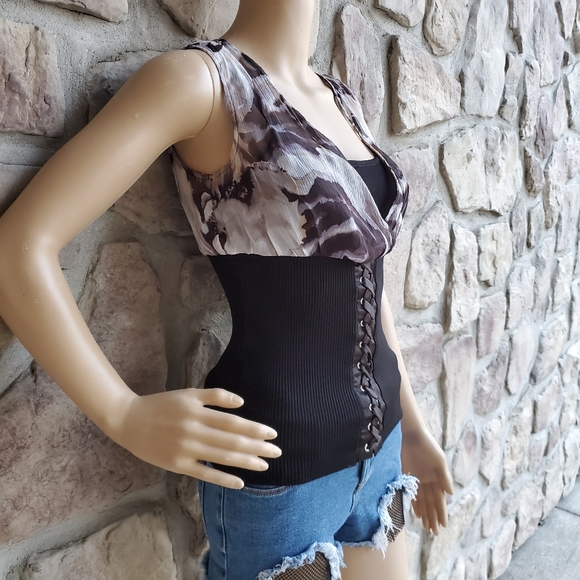 CACHE | Corset Bottom Black Tank Top - Picture 5 of 6